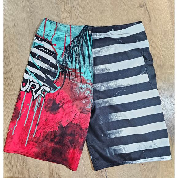 Hobie All Over Print Graphic Board Shorts Surf Sand Beach Swim Trunks EUC 36 - Picture 2 of 8